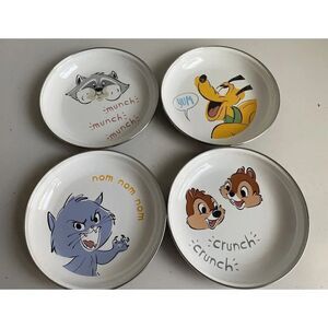 Set Of 4 Disney Parks Critters Enamel Plates Chip Dale Yzma Pluto Meeko No TAG